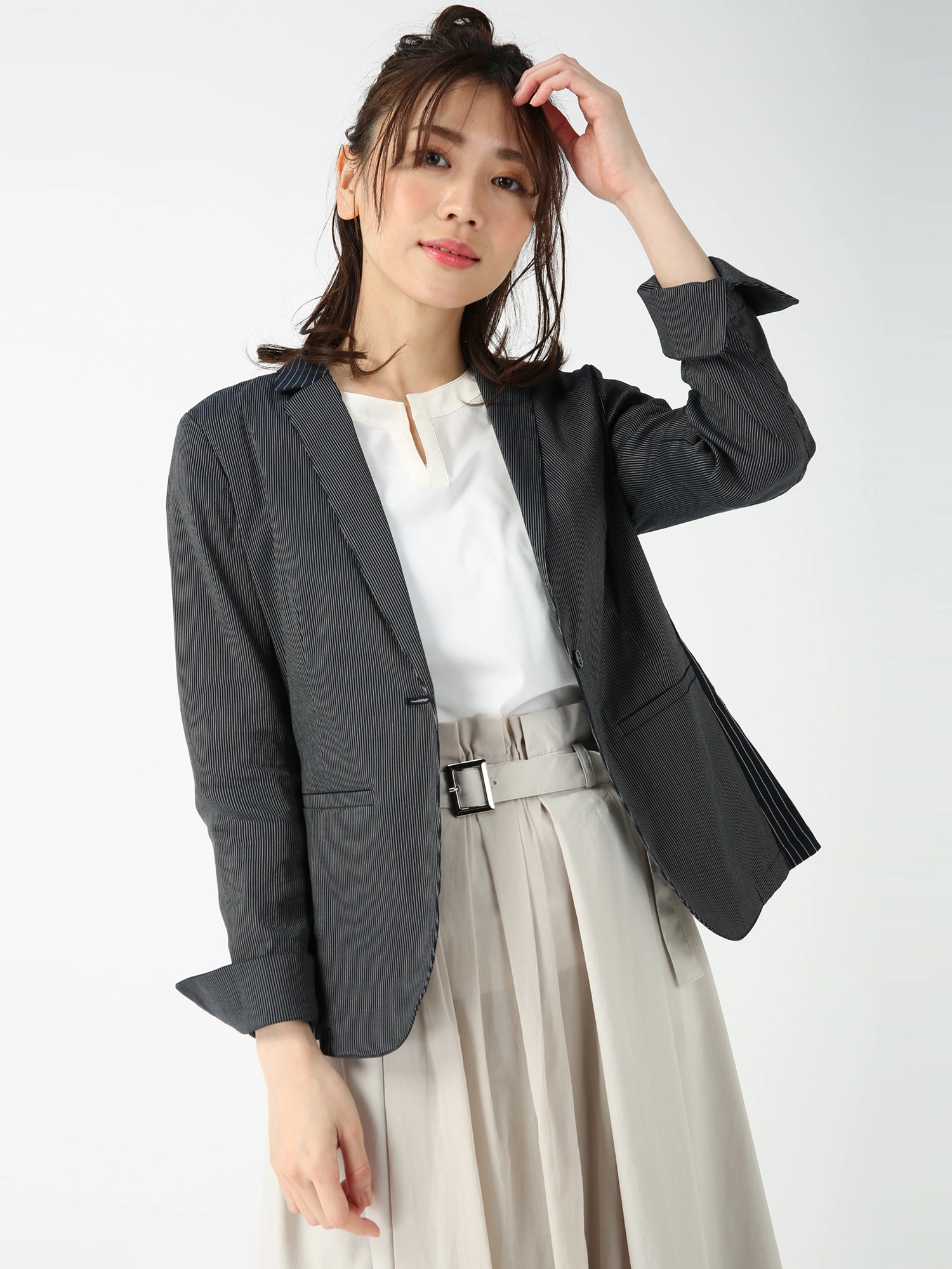 ピノーレ PINORE スカートスーツ上下 ミキシングクロス スカート ｜ PINORE（ピノーレ）｜.K online