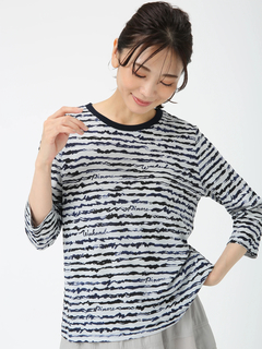 PINORE(ピノーレ) |ウィークエンド グラフィカル ボーダー ロンT Tシャツ カットソー 日本製