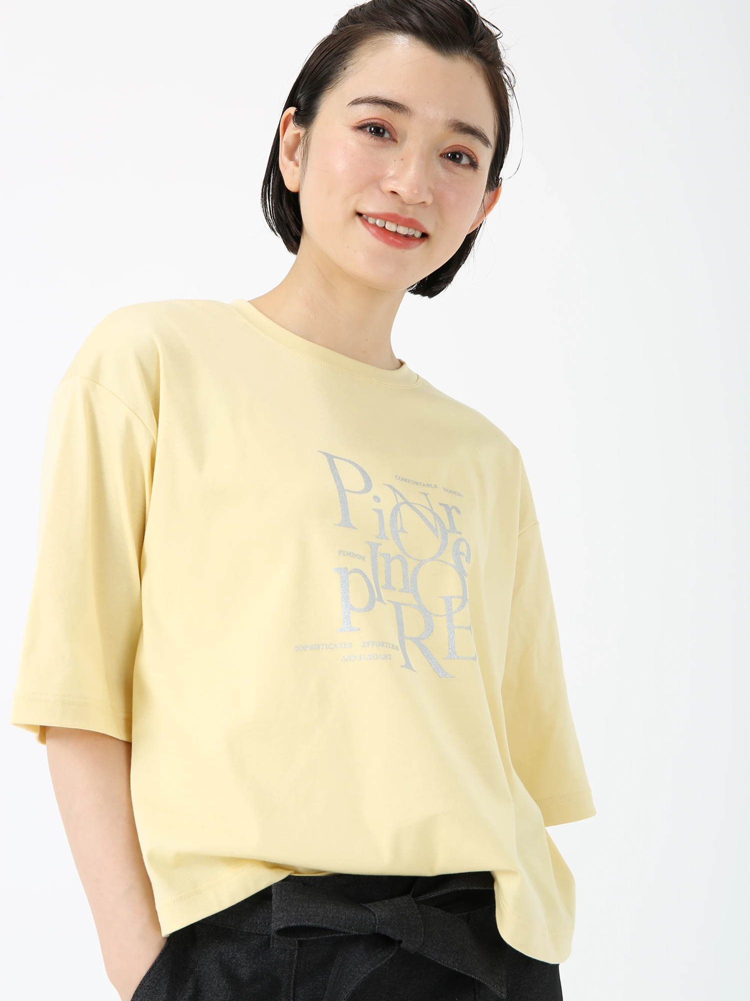 日本製】コンパクト ロゴ カットソー Tシャツ プリントT