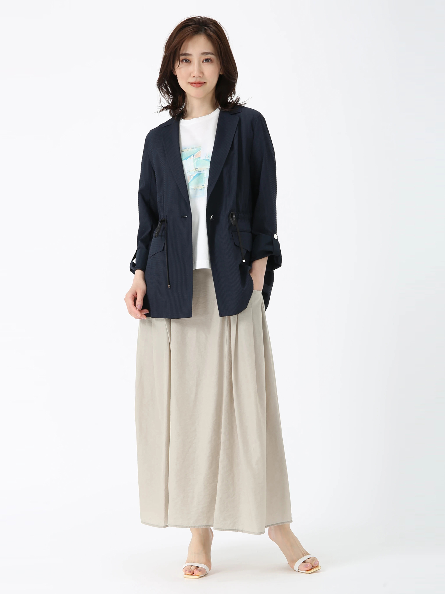 新品　PINORE ピノーレ　ロングスカート SALE 7/31(木)で終了】 ナイロン ワッシャー スカート ｜ PINORE