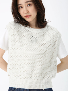 PINORE(ピノーレ) |ペーパー メッシュ ジレ ニット ベスト