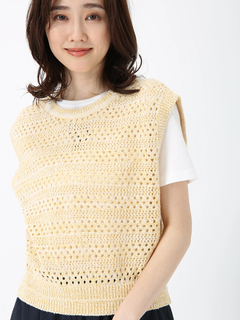 PINORE(ピノーレ) |ペーパー メッシュ ジレ ニット ベスト