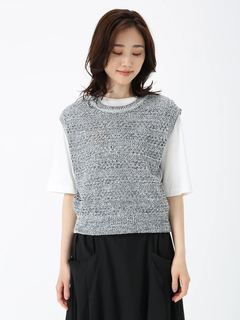 PINORE(ピノーレ) |ペーパー メッシュ ジレ ニット ベスト