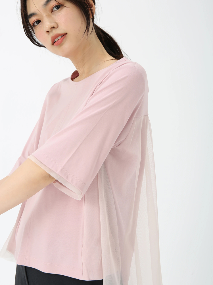 PINORE(ピノーレ) |【日本製】チュール コンビ Tシャツ カットソー