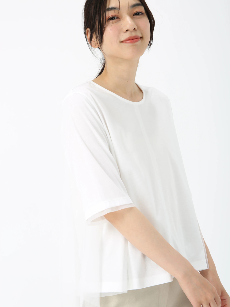 PINORE(ピノーレ) |【日本製】チュール コンビ Tシャツ カットソー