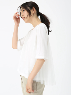 PINORE(ピノーレ) |【日本製】チュール コンビ Tシャツ カットソー