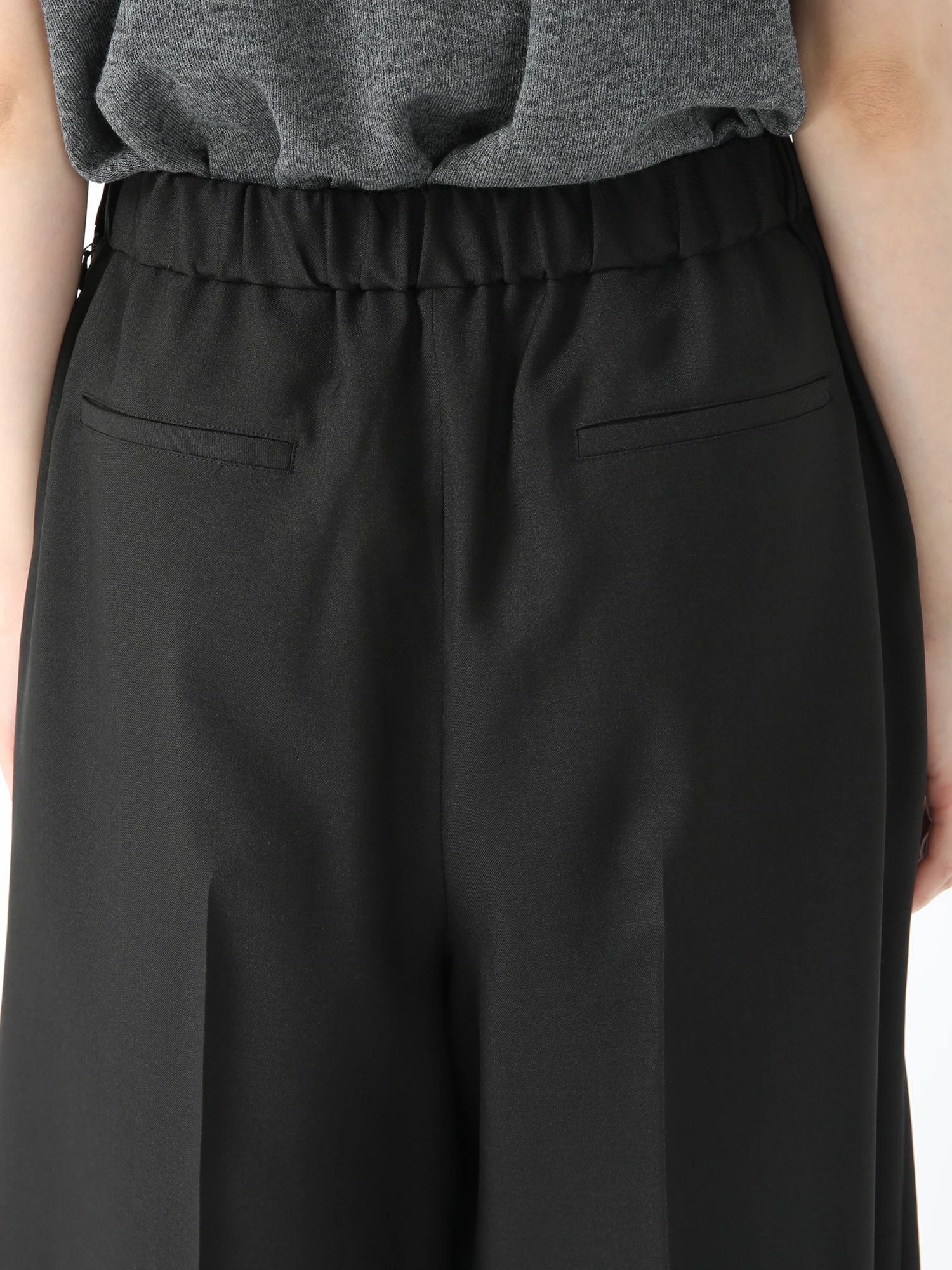 新品 PINORE/ピノーレ レディース パンツ グレー サイズ42 高身長 ストレッチチェックワイドパンツ 丈長め・トールサイズ