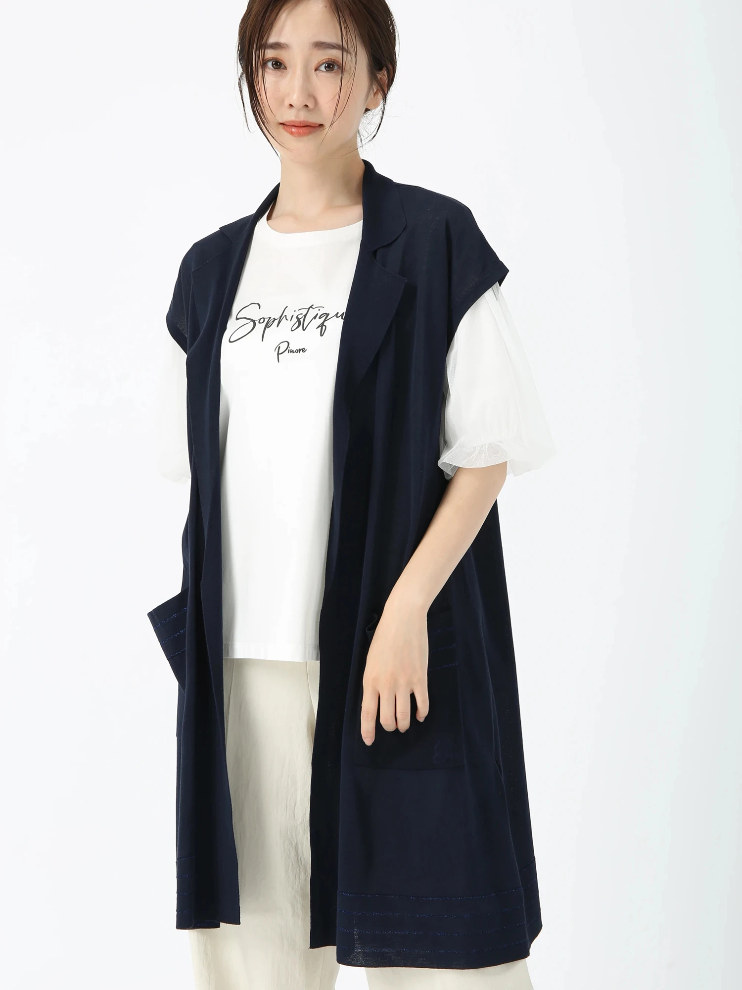 ロハスニット ロング ジレ ベスト ｜ PINORE（ピノーレ）｜.K online