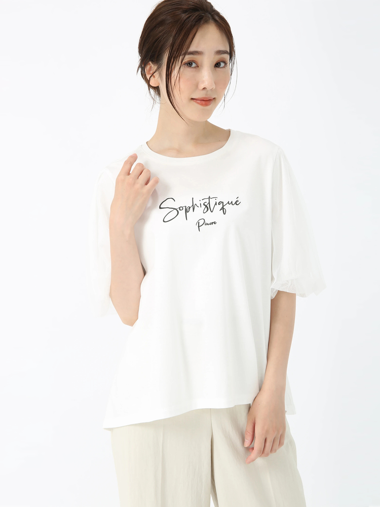 PINORE(ピノーレ) |バフスリーブ テクニカル カットソー Tシャツ