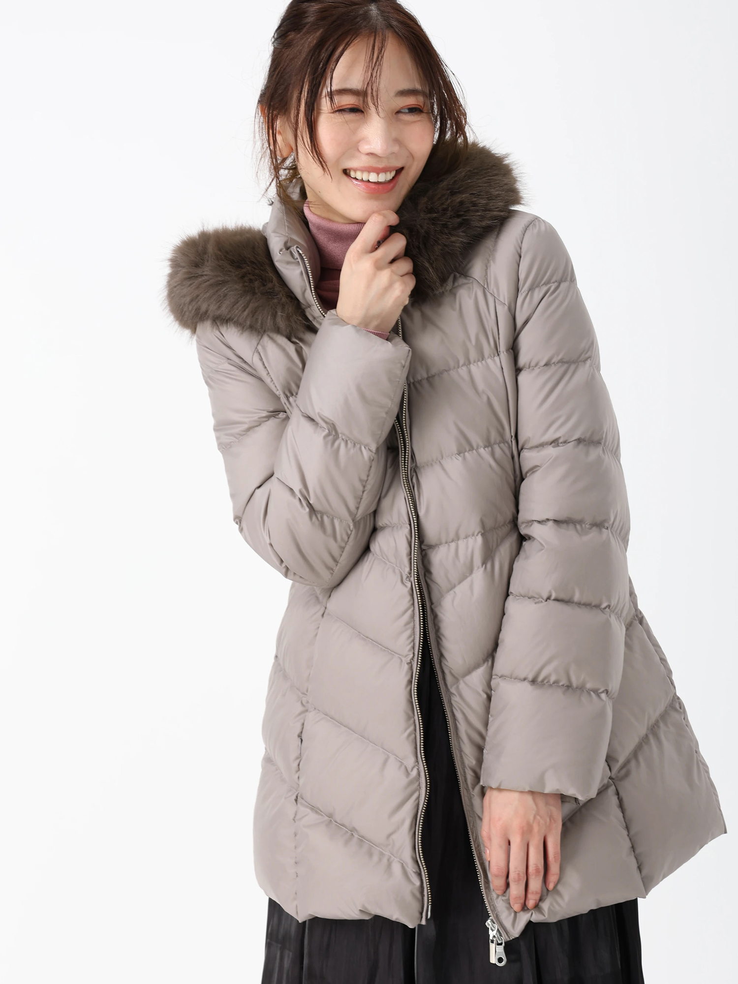 PINORE ピノーレ　株式会社キング　ダウンコート　美品 美品 PINORE ピノーレ ダウン コート フード 38 ネイビー キング