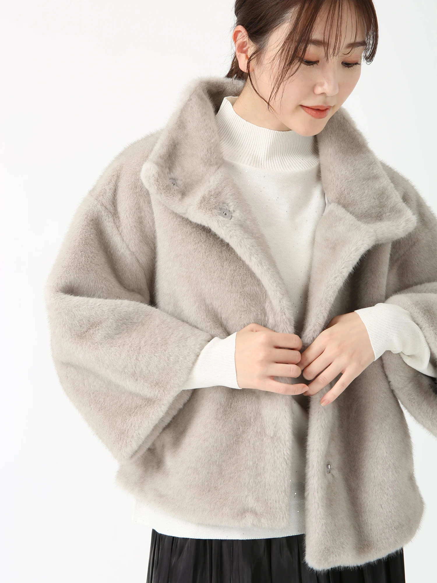 ピエールバルマン ハーフ丈 ミンク ファージャケット ファーコート GQ3764△ダークミンク ファーコート/ファージャケット ハーフコート