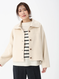 ピノーレ　アイボリーのフード付コート　　キング　セシカ MY LIST -LIGHT OUTER- リッチコートセレクション 表地が