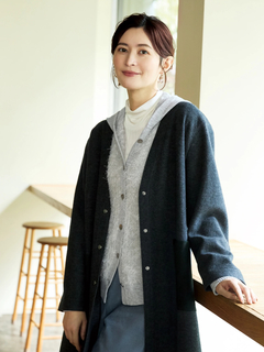 PINORE(ピノーレ) |フェザンヌ ニット フーデッド カーディガン