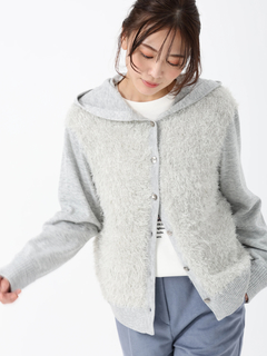 PINORE(ピノーレ) |フェザンヌ ニット フーデッド カーディガン