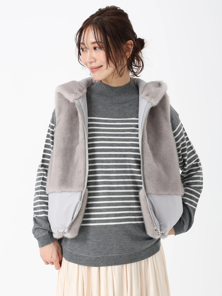PINORE(ピノーレ) |コンビネーションキルト リバーシブル ジレ ベスト
