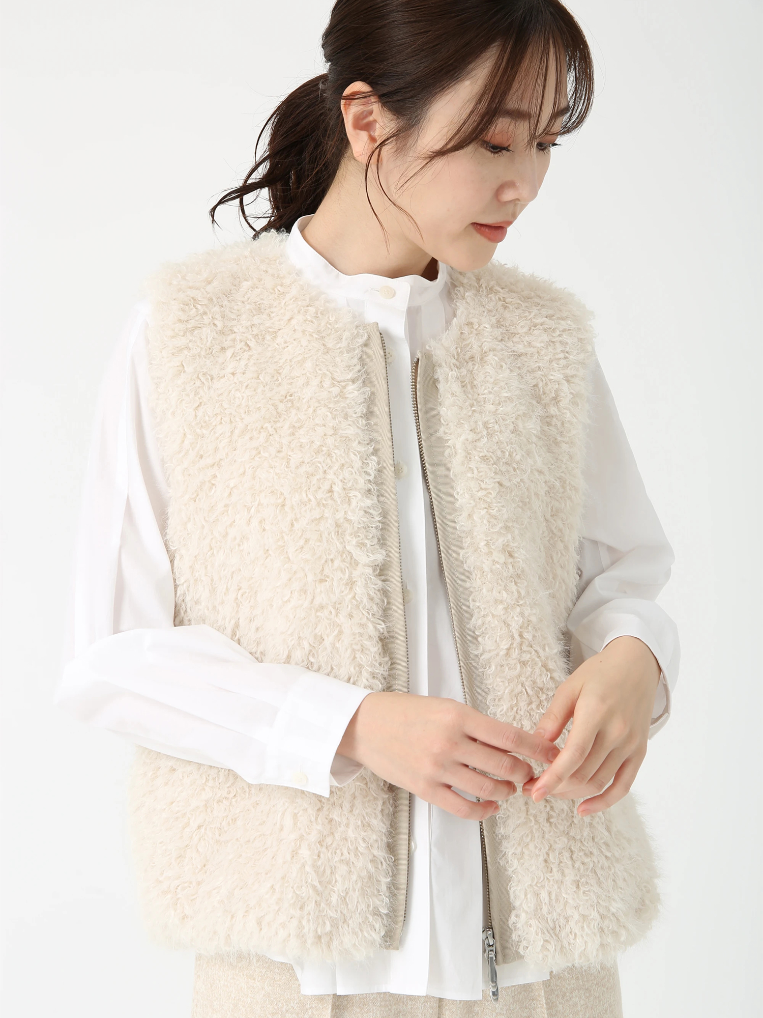 プレミアムファーゴート ジレ ベスト ｜ PINORE（ピノーレ）｜.K