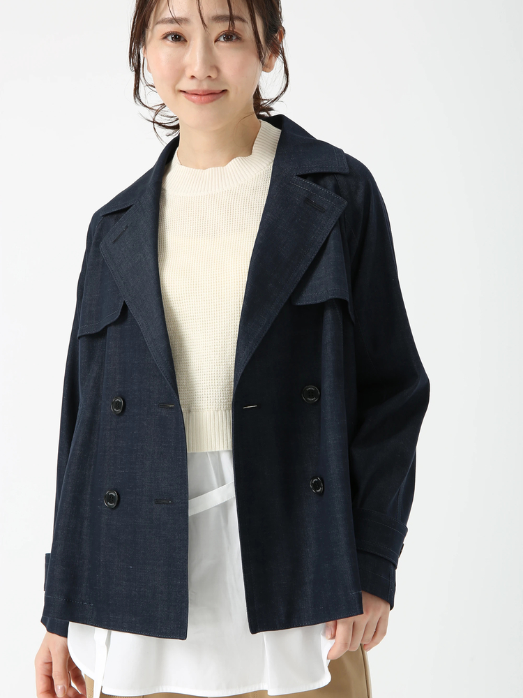 PINORE(ピノーレ) |トリアセツイル ストレッチ ショート トレンチ コート ジャケット