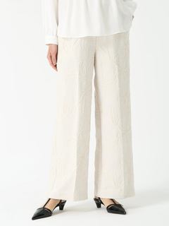 PINORE(ピノーレ) |コードエンブクロス 刺しゅう セミワイド パンツ