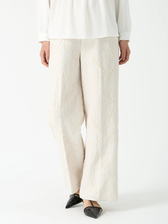 PINORE(ピノーレ) |コードエンブクロス 刺しゅう セミワイド パンツ