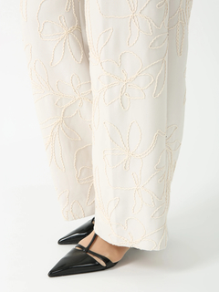 PINORE(ピノーレ) |コードエンブクロス 刺しゅう セミワイド パンツ