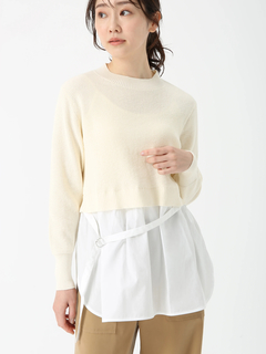 PINORE(ピノーレ) |ワッフル トップス コンビ ニット ブラウス