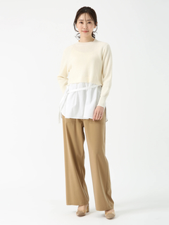 PINORE(ピノーレ) |ワッフル トップス コンビ ニット ブラウス