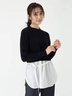 PINORE(ピノーレ) |ワッフル トップス コンビ ニット ブラウス