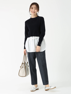 PINORE(ピノーレ) |ワッフル トップス コンビ ニット ブラウス