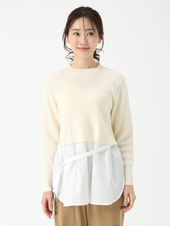 PINORE(ピノーレ) |ワッフル トップス コンビ ニット ブラウス