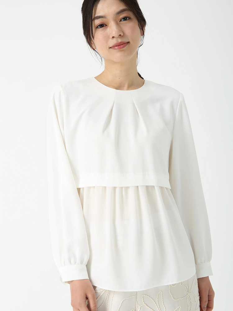 PINORE(ピノーレ) |パールプリーツ ブラウス シャツ