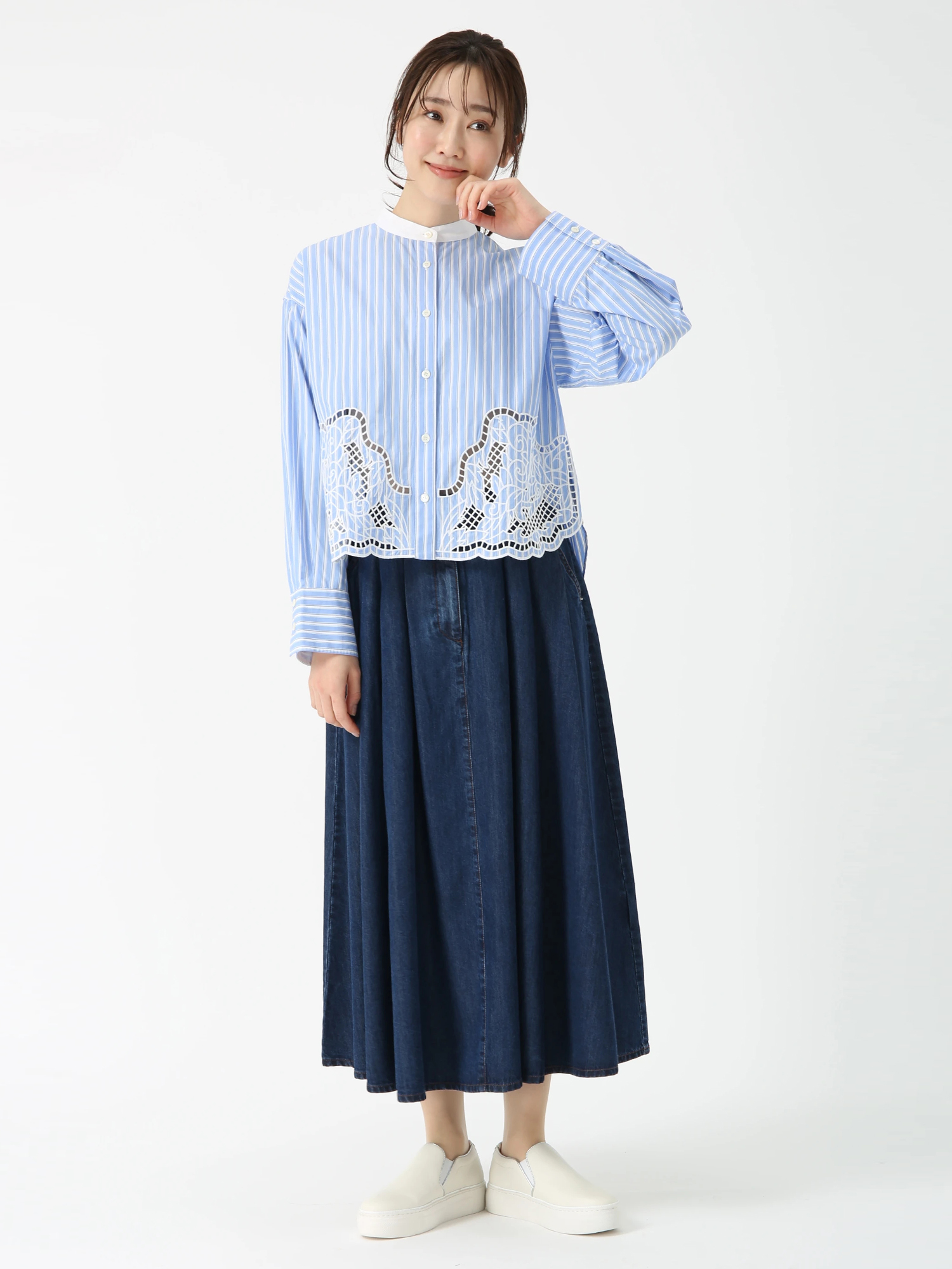 極美品 ERMANNO SCERVINO レース デニムスカート 42 セルロース デニム スカート ｜ PINORE（ピノーレ）｜.K online