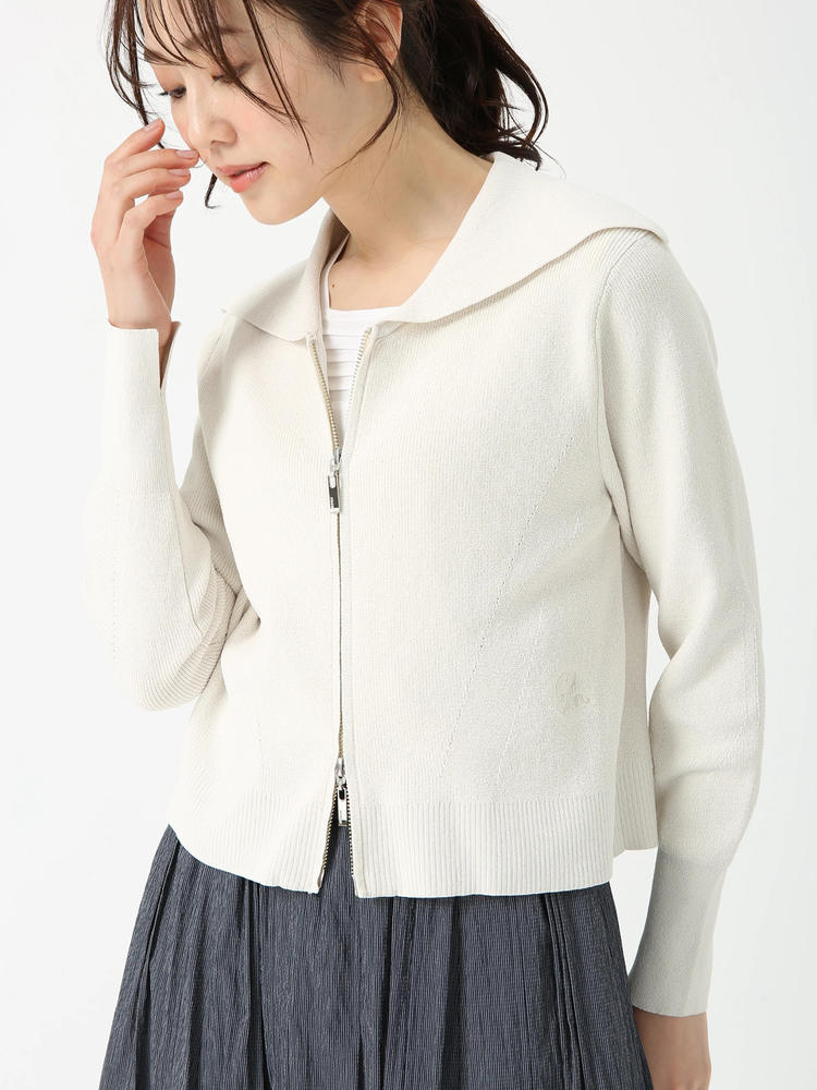 PINORE(ピノーレ) |ライトペーパー ジップ カーディガン ニット ジャケット
