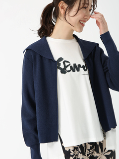 PINORE(ピノーレ) |ライトペーパー ジップ カーディガン ニット ジャケット