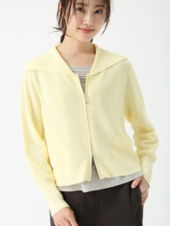 PINORE(ピノーレ) |ライトペーパー ジップ カーディガン ニット ジャケット
