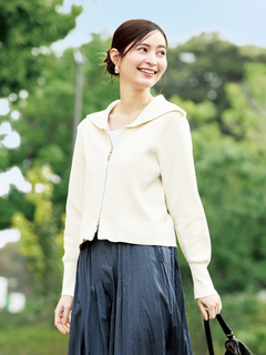 PINORE(ピノーレ) |ライトペーパー ジップ カーディガン ニット ジャケット