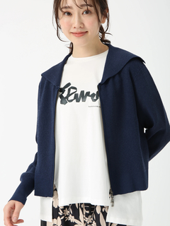 PINORE(ピノーレ) |ライトペーパー ジップ カーディガン ニット ジャケット