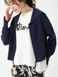 PINORE(ピノーレ) |ライトペーパー ジップ カーディガン ニット ジャケット