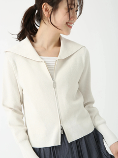 PINORE(ピノーレ) |ライトペーパー ジップ カーディガン ニット ジャケット