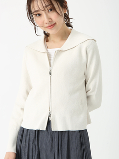 PINORE(ピノーレ) |ライトペーパー ジップ カーディガン ニット ジャケット