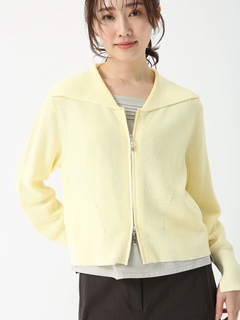 PINORE(ピノーレ) |ライトペーパー ジップ カーディガン ニット ジャケット