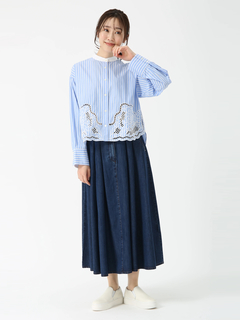 PINORE(ピノーレ) |ストライプエンブロイダリー ブラウス シャツ