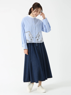 PINORE(ピノーレ) |ストライプエンブロイダリー ブラウス シャツ