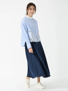 PINORE(ピノーレ) |ストライプエンブロイダリー ブラウス シャツ