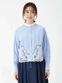 PINORE(ピノーレ) |ストライプエンブロイダリー ブラウス シャツ