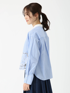 PINORE(ピノーレ) |ストライプエンブロイダリー ブラウス シャツ