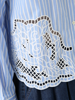 PINORE(ピノーレ) |ストライプエンブロイダリー ブラウス シャツ