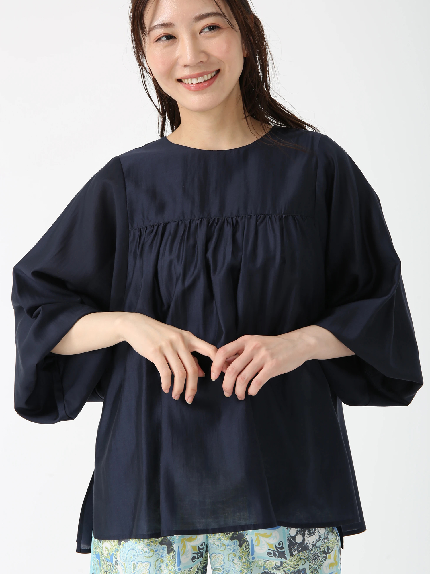 ピノーレ☆新品シアーブラウス シアーセルロースプルオーバー ブラウス シャツ ｜ PINORE（ピノーレ
