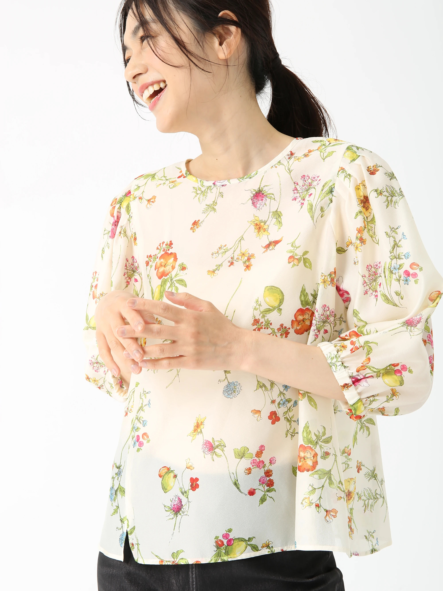期間限定価格】シトラスプリント ブラウス プルオーバー ｜ PINORE