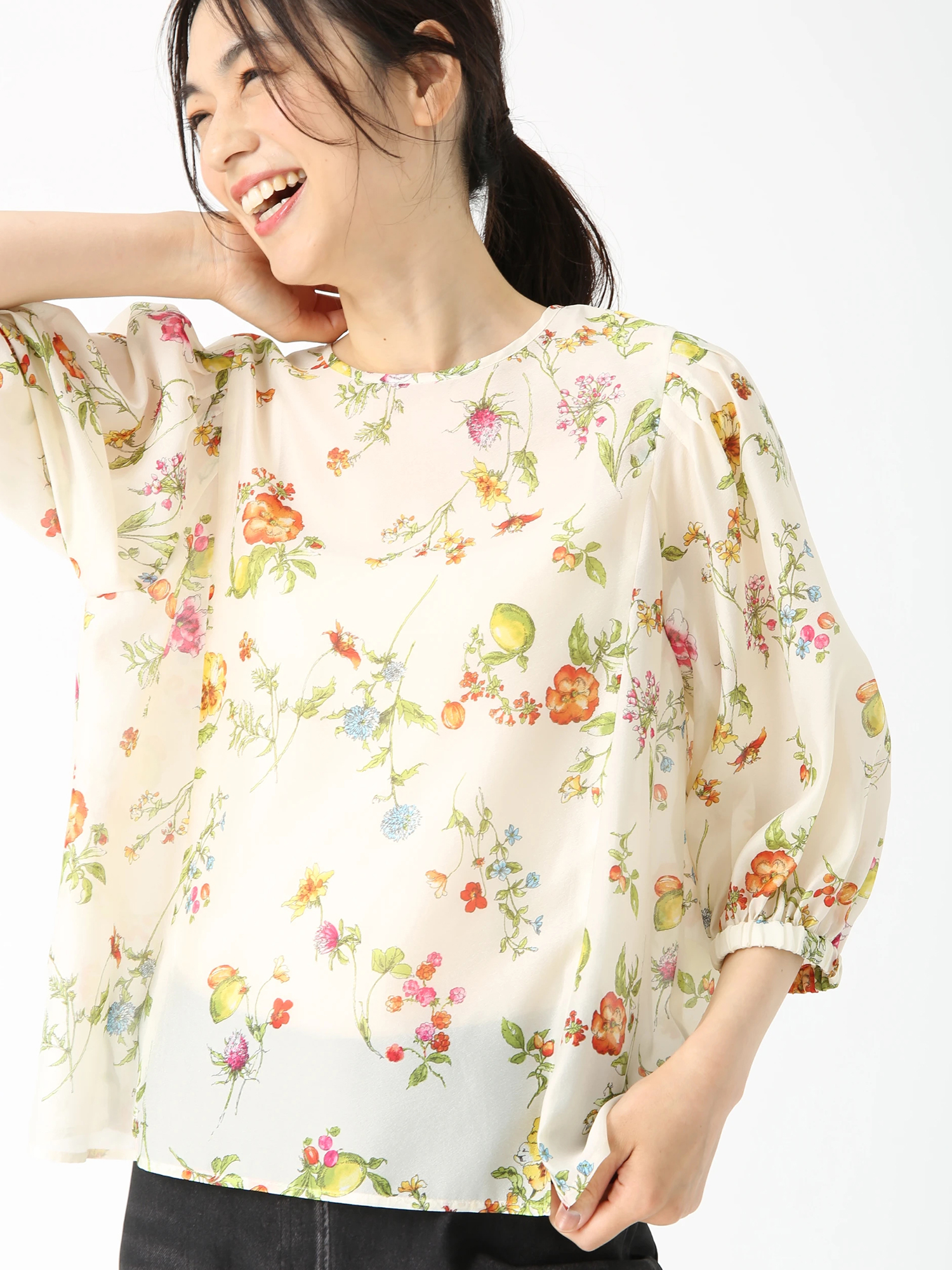 期間限定価格】シトラスプリント ブラウス プルオーバー ｜ PINORE