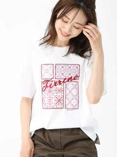 PINORE(ピノーレ) |タイルプリントカットソー Tシャツ